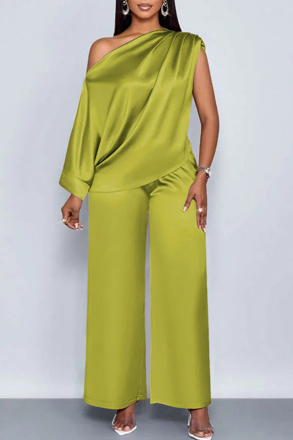 Fashion Casual Women's Satin Suit