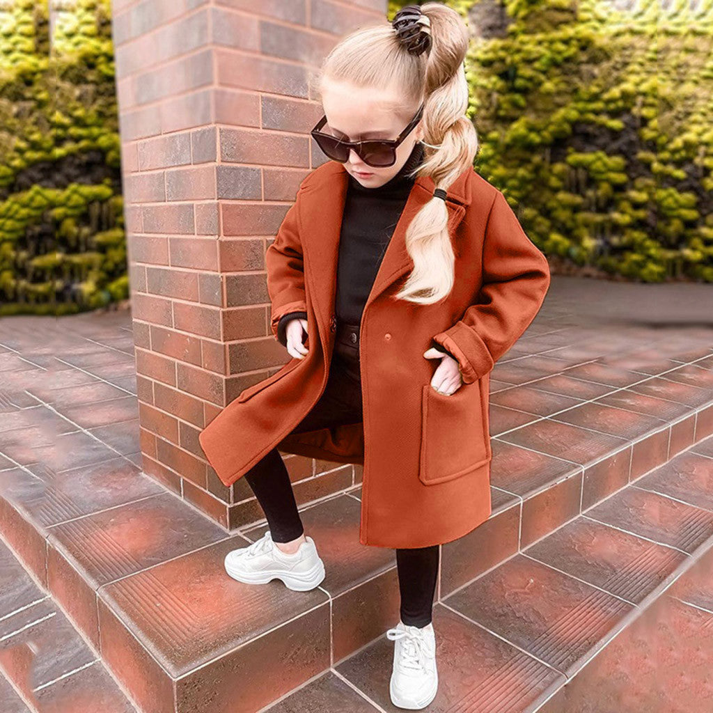 Children's Woolen Coat Bao Warm Boys Long-sleeved Blazer Jacket