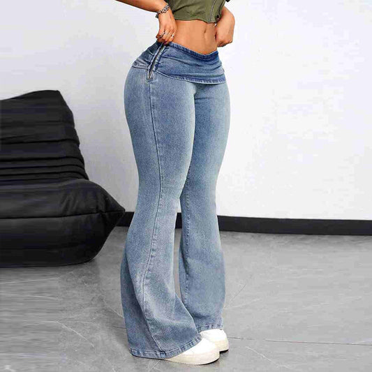 Women's Tight Stretch Leggings Show Fashionable Peach Butt Jeans