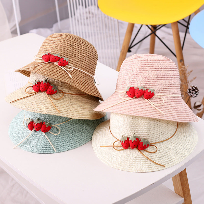 Three Strawberry Suit Children's Summer New Straw Hat