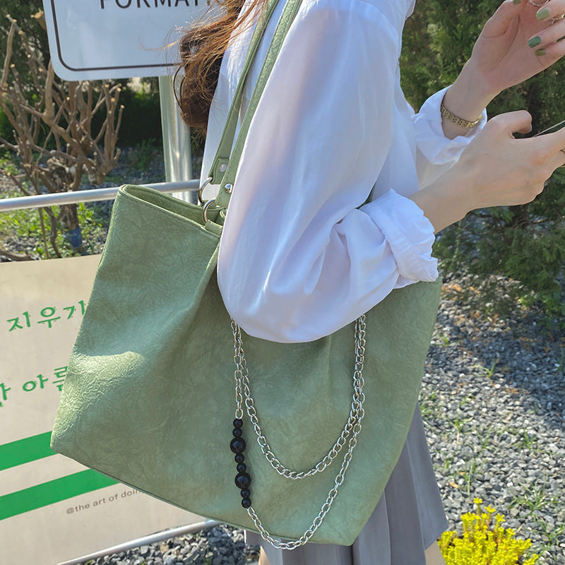 Summer Textured Simple Large Capacity Commuter Tote Bag