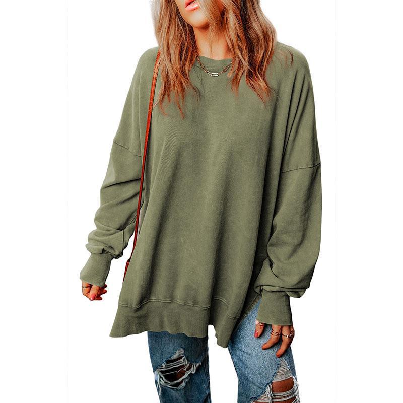 New Solid Color Loose Pullover Top Women