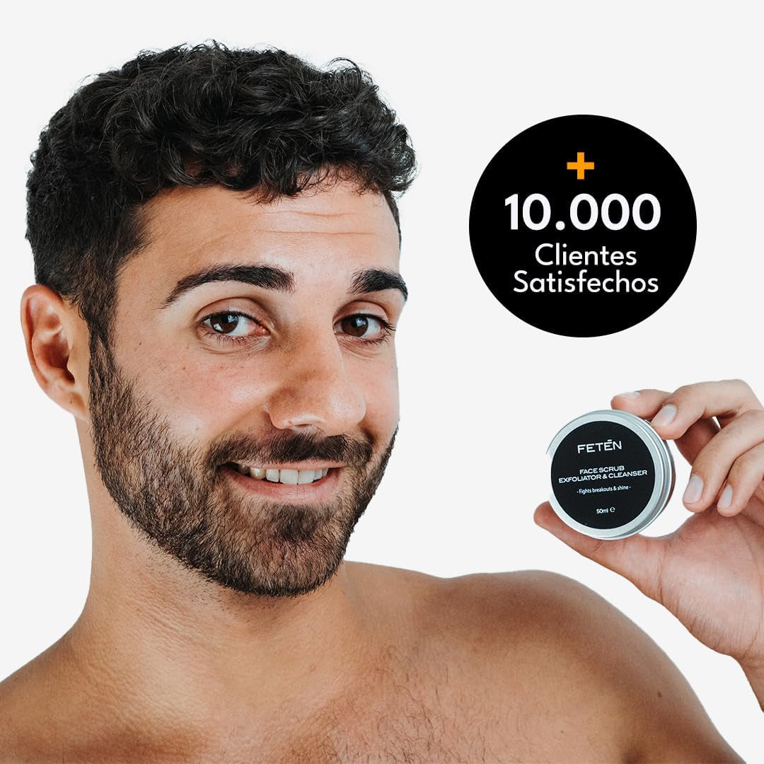 FETEN Exfoliante Facial Hombre - Limpiador Facial Elimina Puntos Negros - Gel Limpiador Facial Piel Grasa - Crema Facial Hombre - 50 ML
