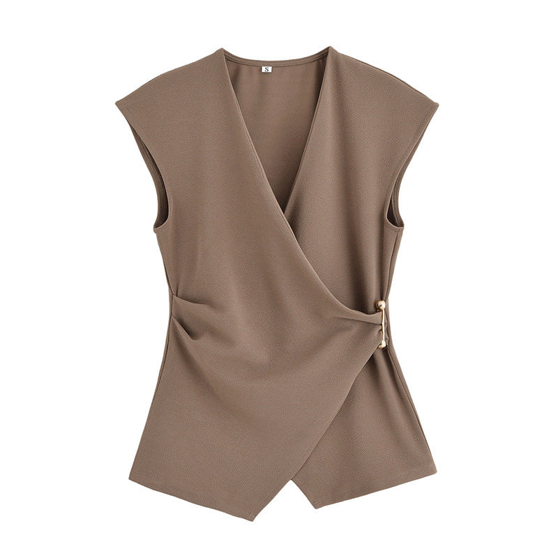 Sleeveless Top And Wide-leg Pants Set For A Chic, Elegant Look