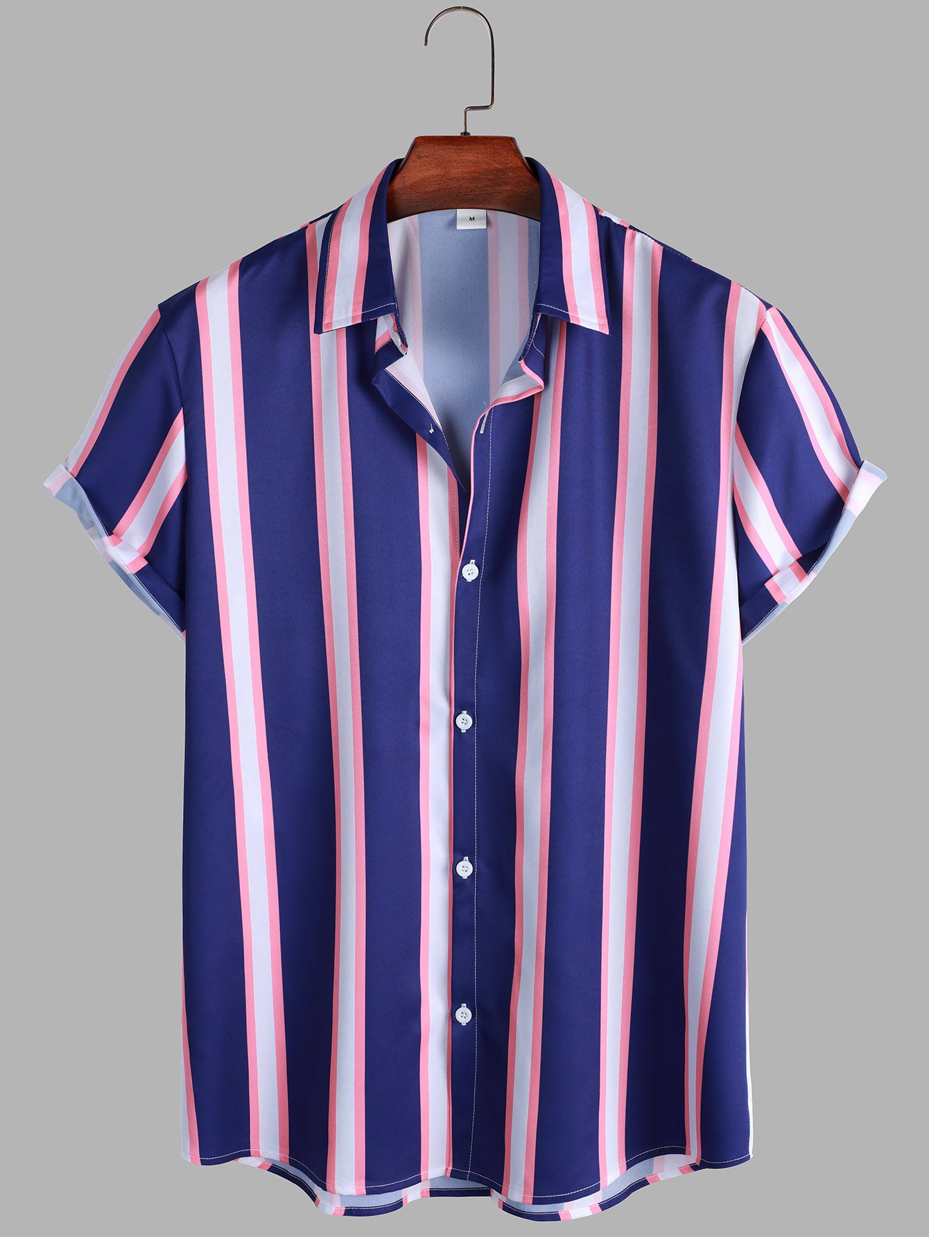 Striped Shirt Men's Casual Short Sleeves