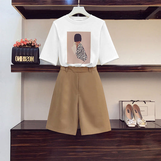Fashionable T-shirt And Shorts Set Two Pieces