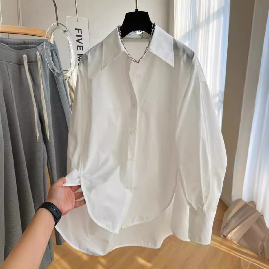 Spring Outfit Sheep-leg Sleeve Loose-fitting Long-sleeve White Shirt