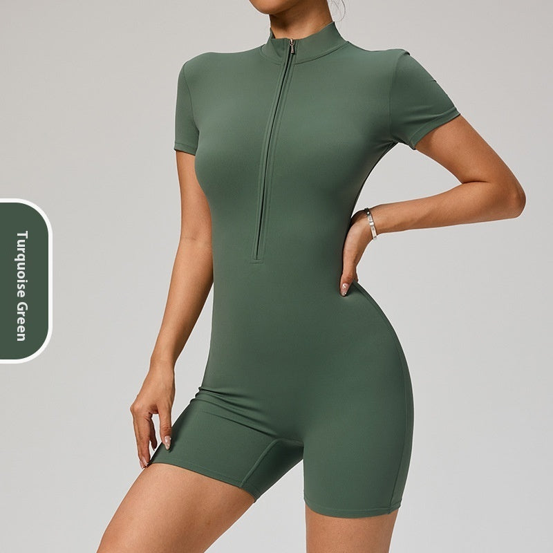 Lynlås Kortærmet Yoga Jumpsuit Dame Sports Jumpsuit