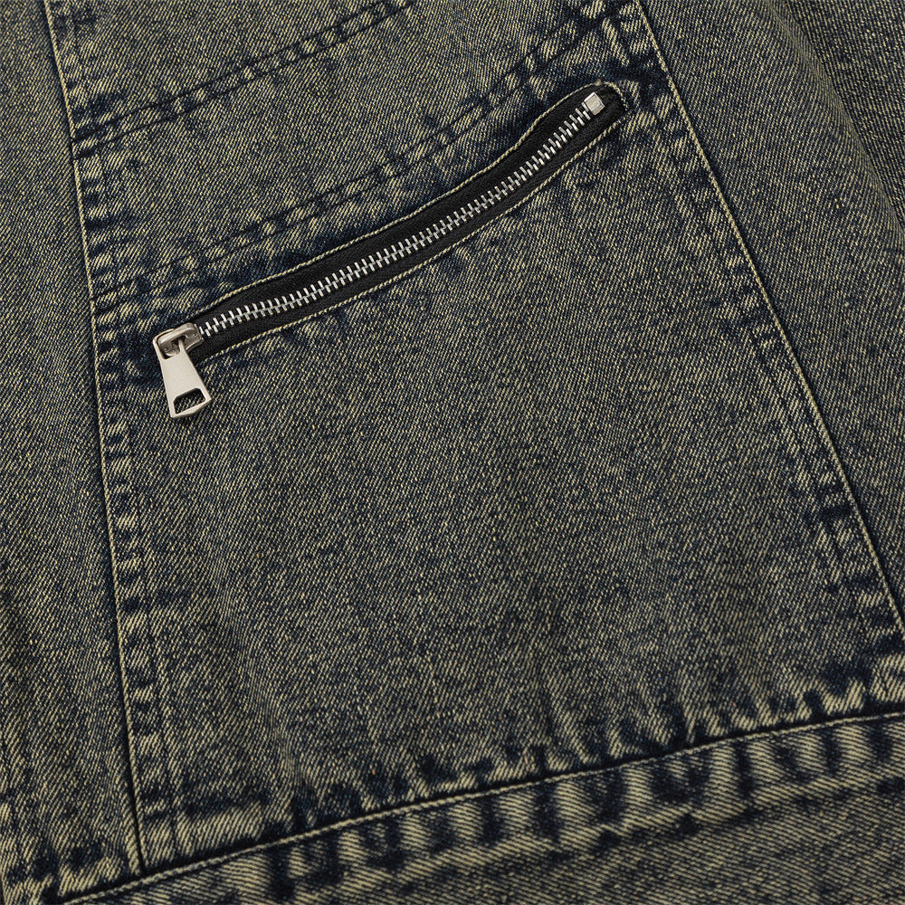 Punk High Street Design Sense Niche Tooling Denim Jacket Autumn