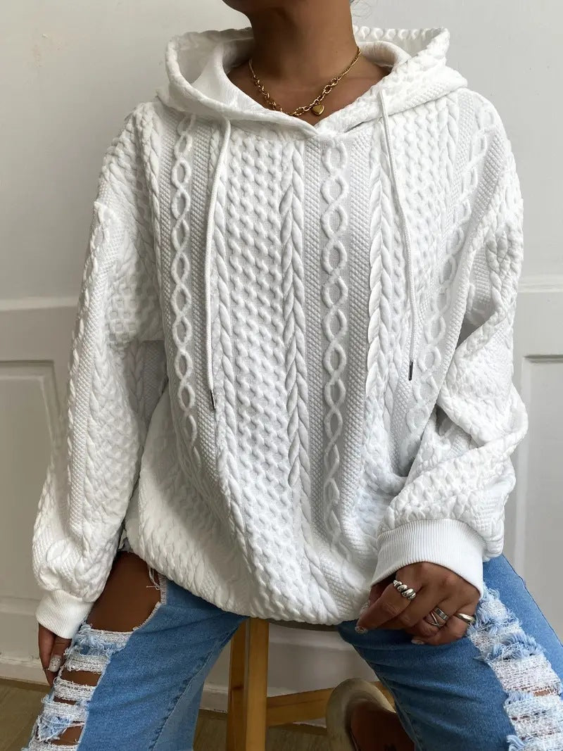 Women's Fashion Twist Pocket Hooded Top Sweater
