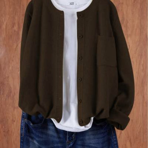 Pure Color Warm Keeping Knitted Cardigan For Women