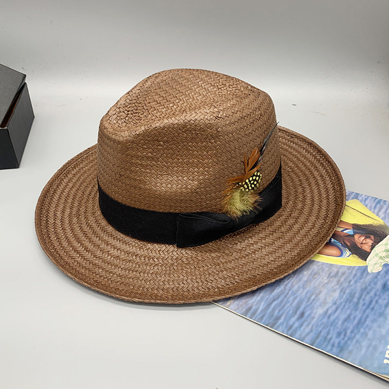 Eight-point Grass Hand-knitted Feather Fedora Hat