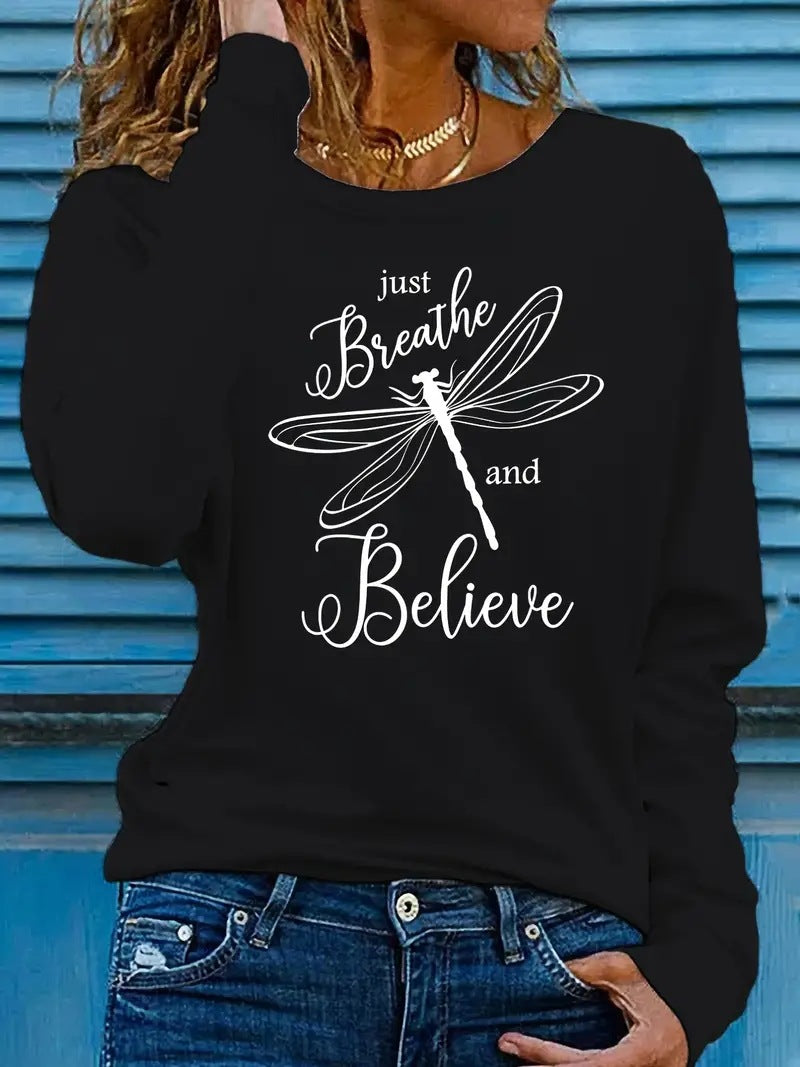 Dragonfly Long Sleeve Casual Women's Clothing