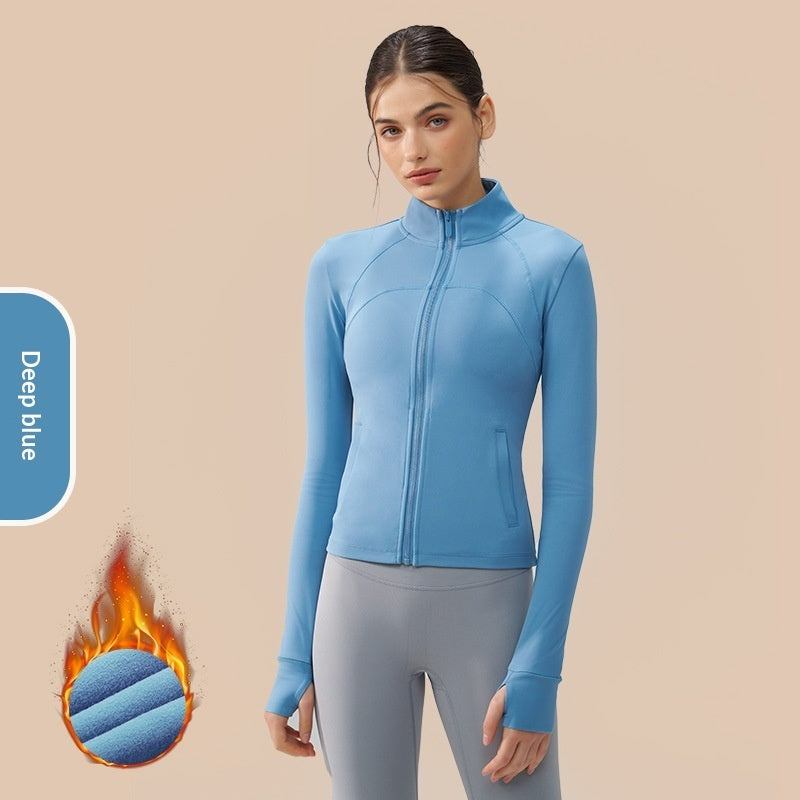 Thickened Thin Fleece Autumn And Winter Fingerless Yoga Top