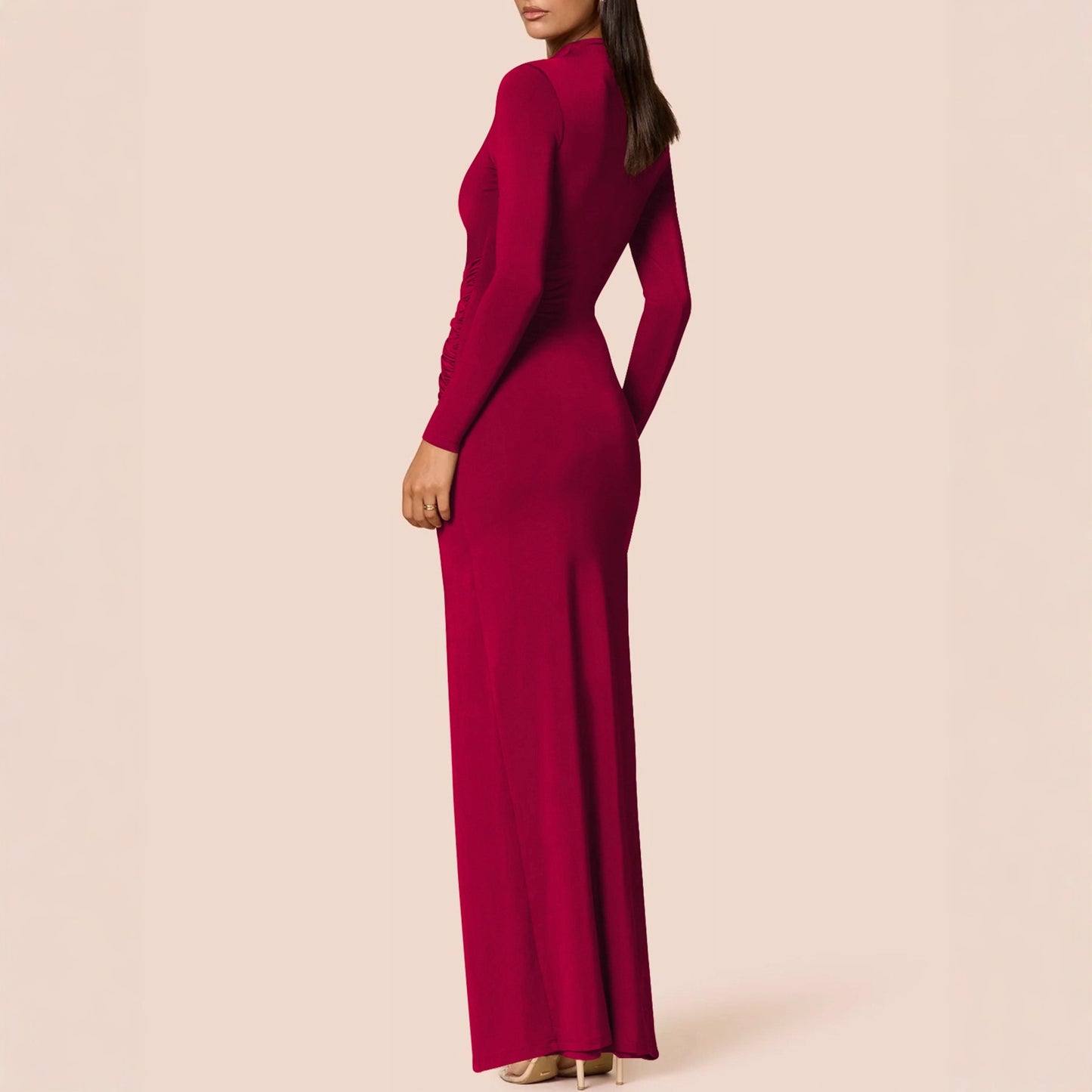 Women's Round-neck High-slit Sheath Dress