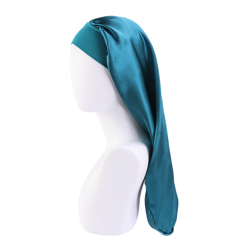 Women's Elastic Wide-brimmed Satin Long Tube Nightcap