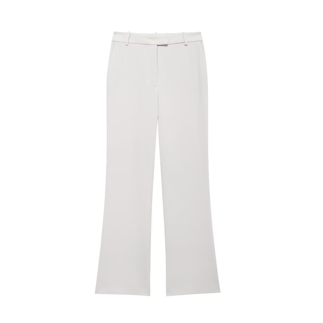 V-neck Blazer With Belt High-waisted Flared Trousers Set