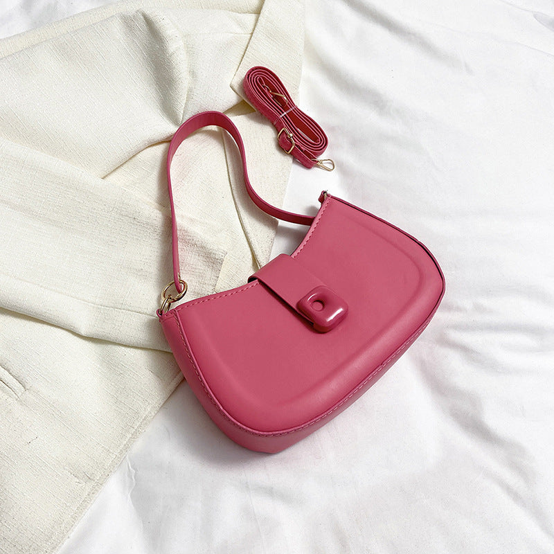 Simple Solid Color Temperament Leisure Textured Shoulder Bag For Women