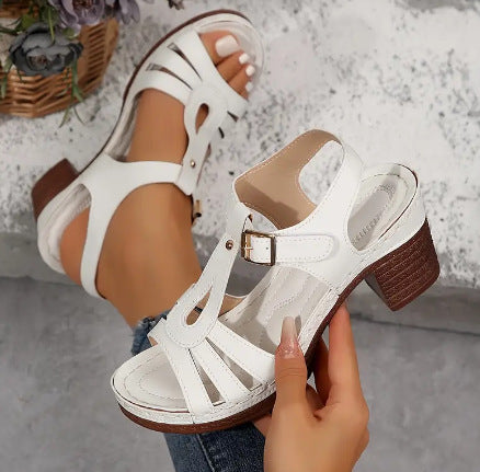 Women's Summer New Style Buckle Thick Heel High Heel Sandals