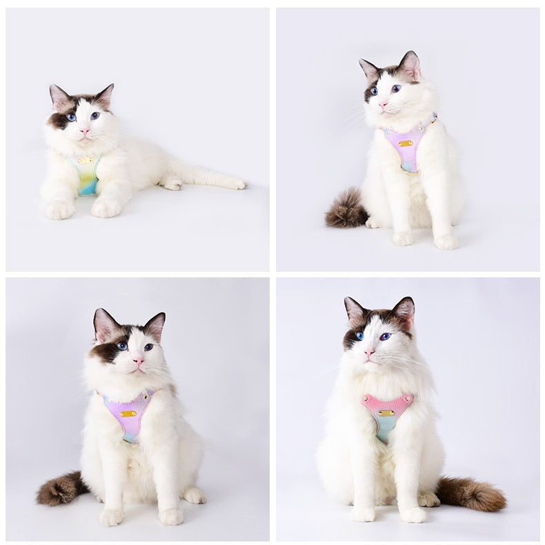 Colorful Leather Cat Strap Pulling Rope