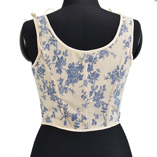 French Vintage Large Orchid Lace Corset Vest