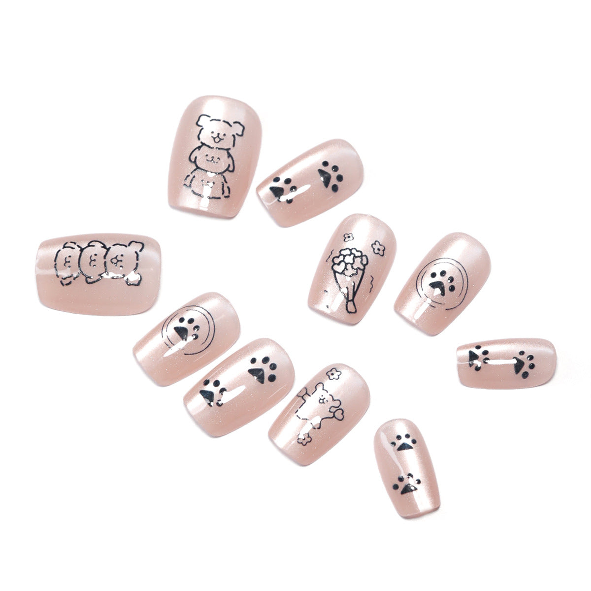 Sød tegneseriehvalp med manicure