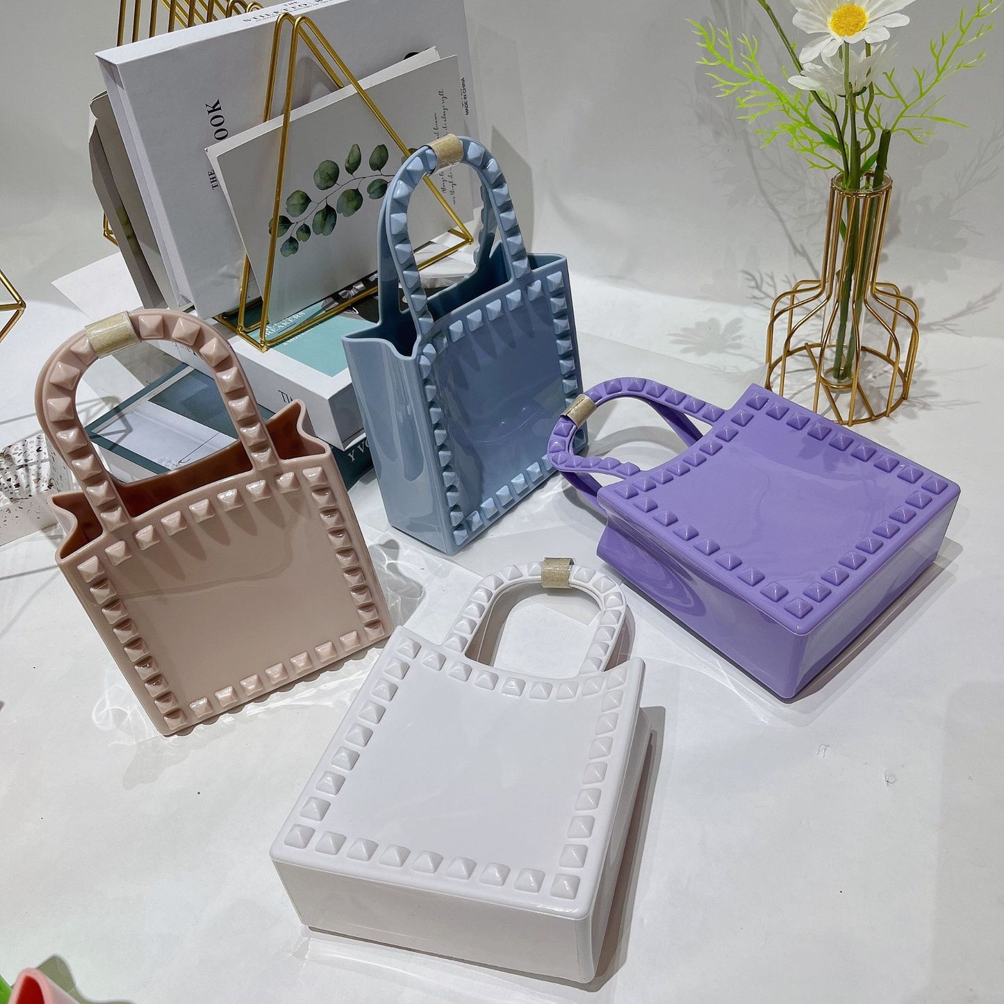 Fashion Small Rivet Square Bag One-shoulder Crossbody