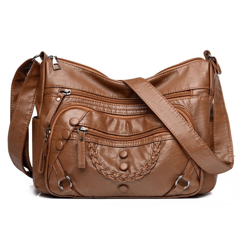 Simple Temperament Leisure Soft Leather Shoulder Messenger Bag