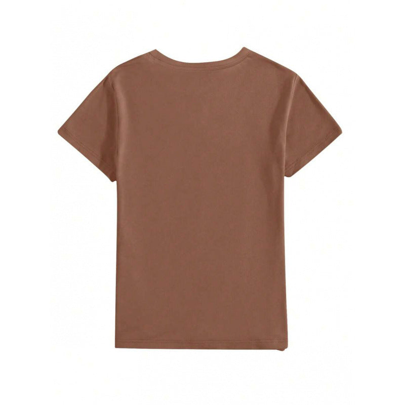 Womens Loose-Fit Crew-Neck T-Shirt With A Pure Cotton Sunflower Straw Hat Design