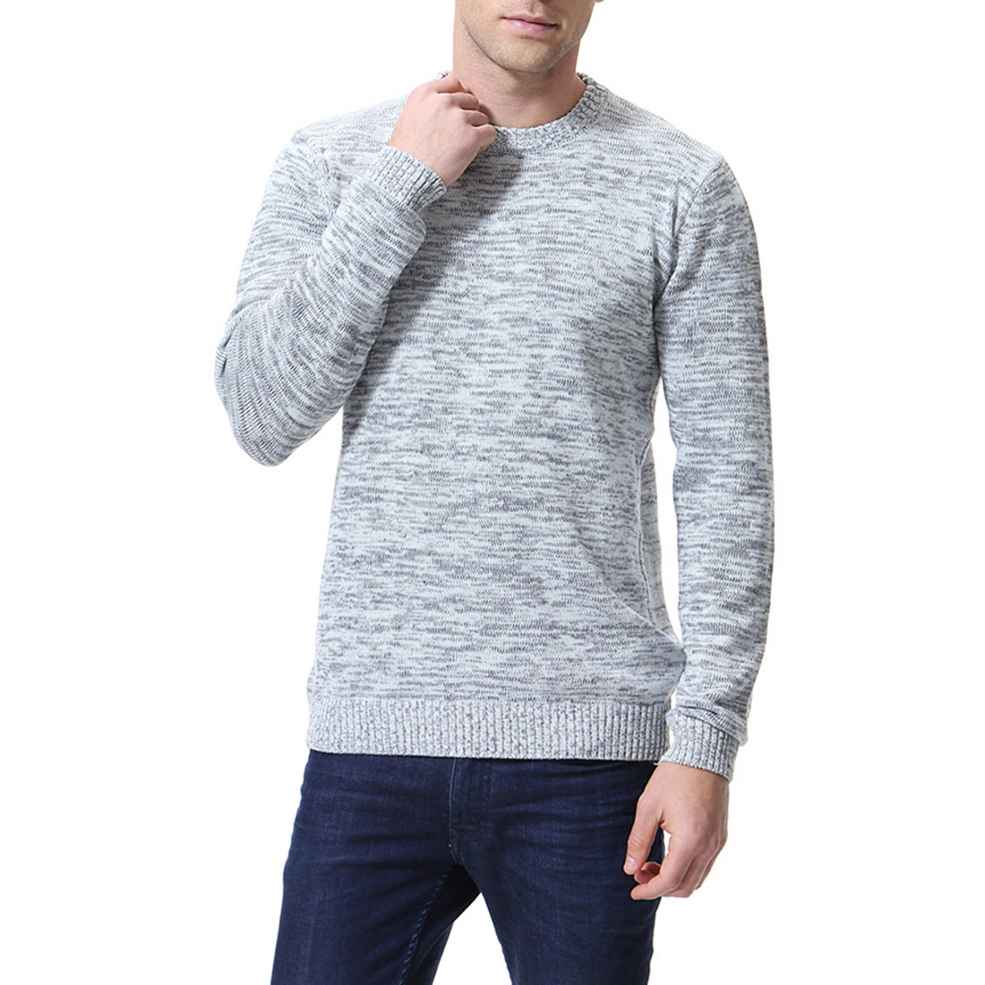 Slim-fit Solid Color Sweater Bottoming Shirt Crew Neck Knitted