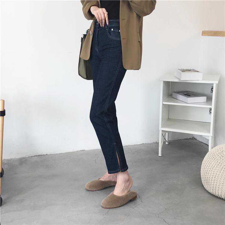 Women's High-waisted Jeans Korean Style Plus Size Slim Slim Nine-point Straight-leg Pants