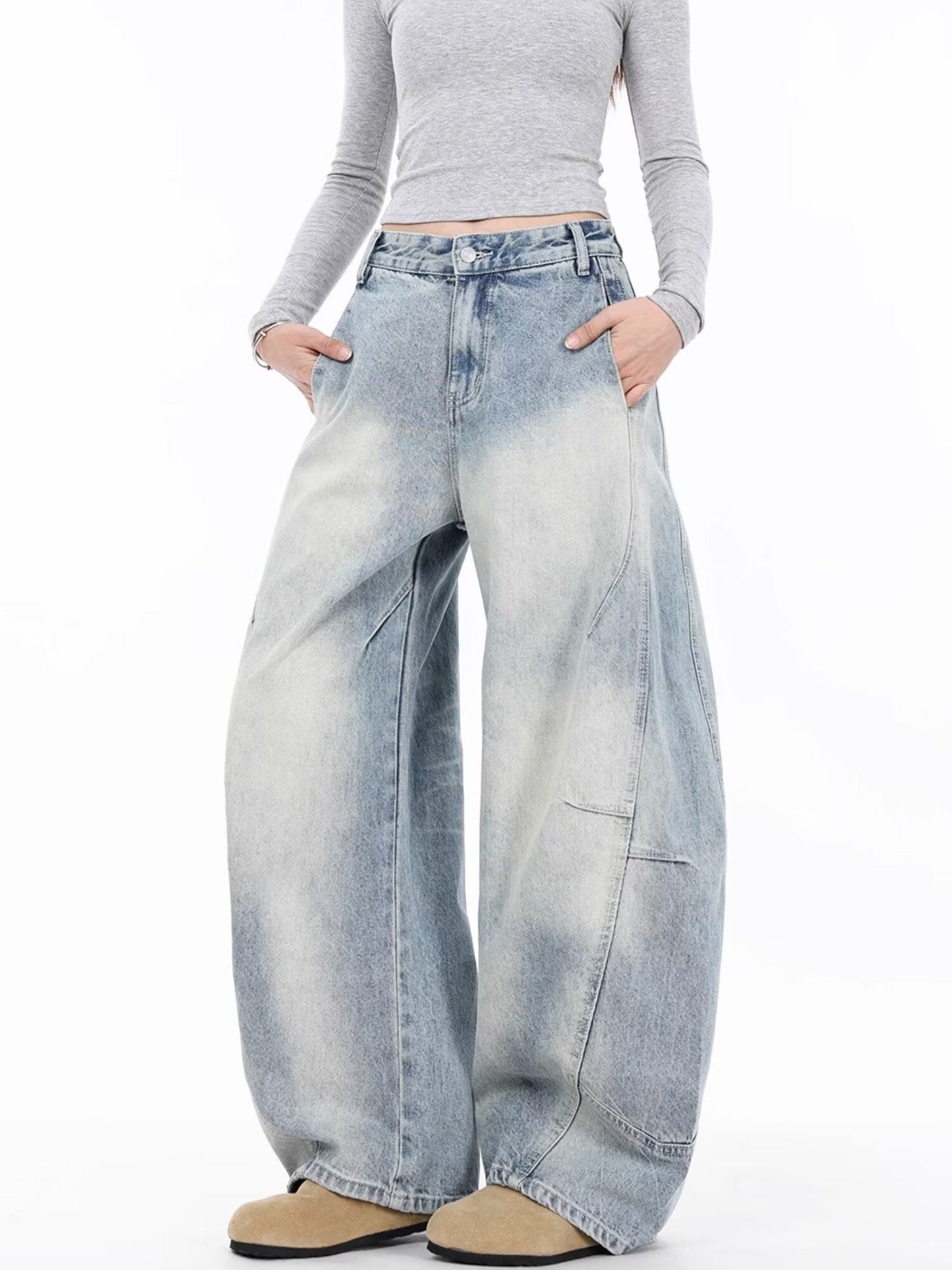 Vintage Rå Straight Wide Leg Jeans