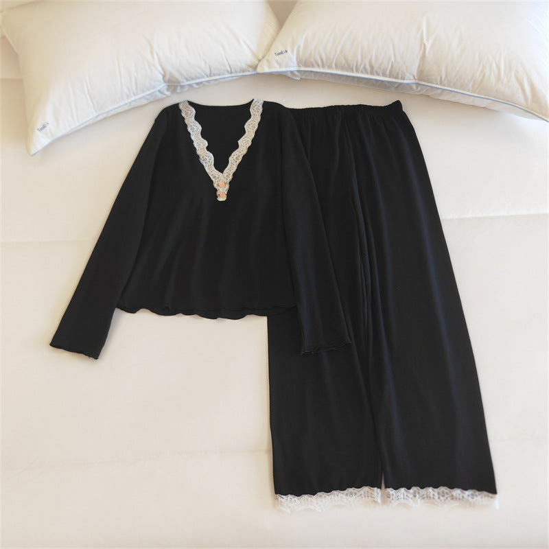 Womens Springautumn Long-sleeve Lightweight Pajama Set