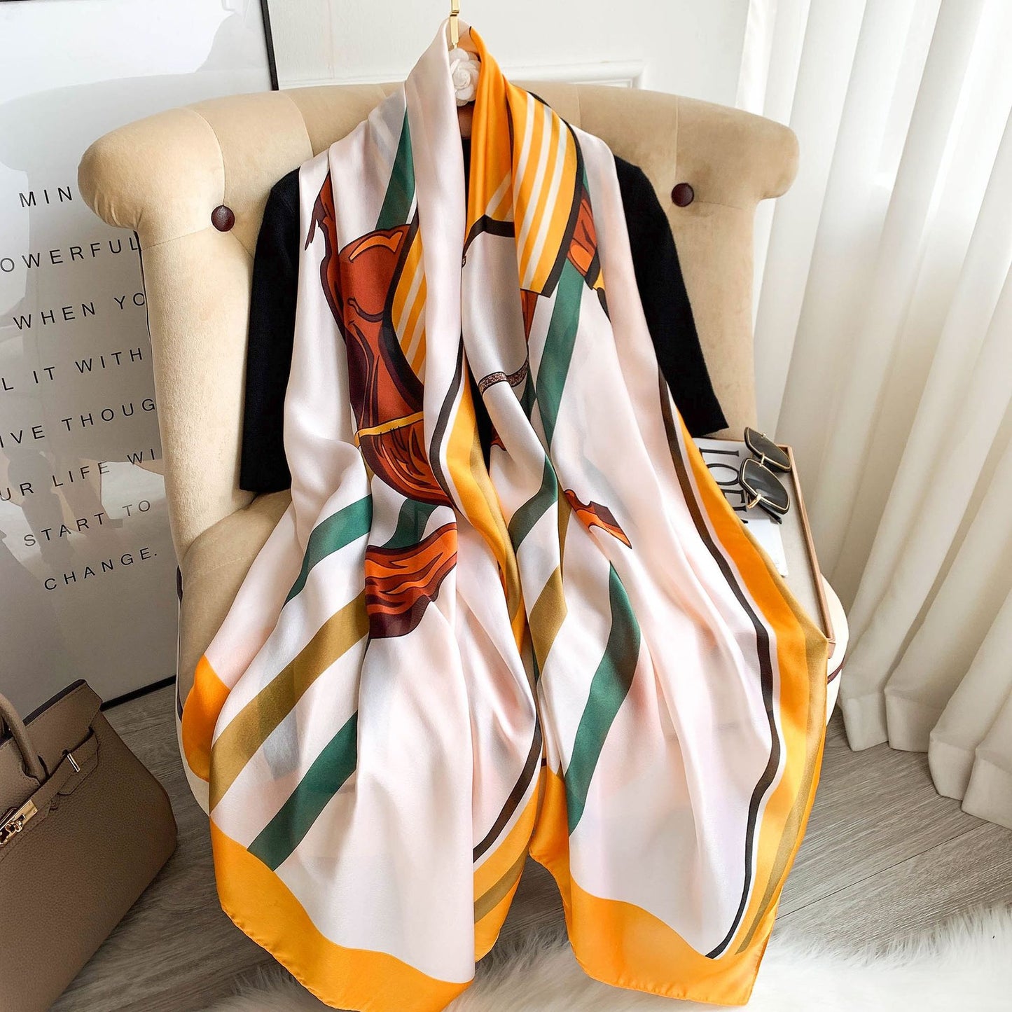 Spring And Autumn Women's Sunscreen Holiday Artificial Silk Warm Gauze Scarf