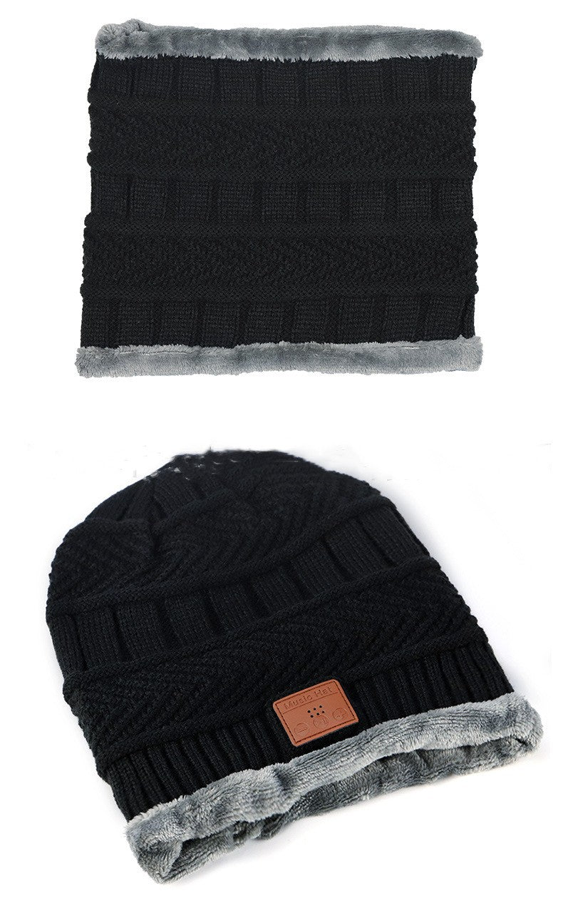 Plush Warm Bluetooth Music Bib Hat Two-piece Set