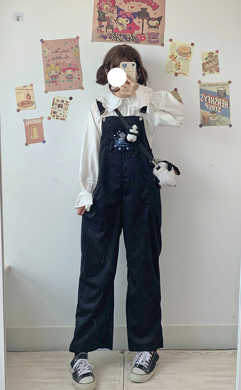 Autumn And Winter Japanese Girls Cute Corduroy Overalls