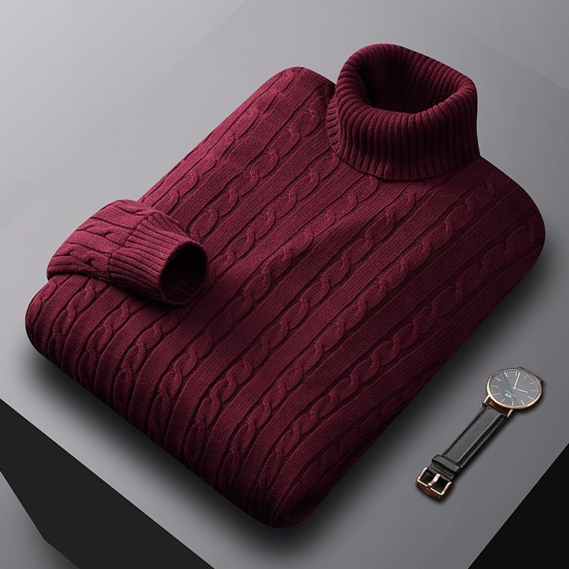 Men's Turtleneck Sweater Thick Cotton Sweater Fleece Lined Padded Warm Keeping Underwear