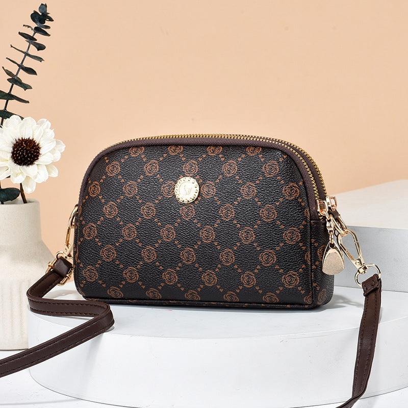 Color-Block Patchwork Versatile ShoulderCrossbody Bag With Dual Zippers