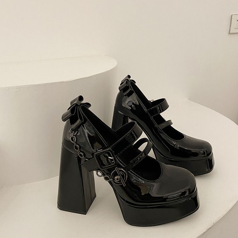 Chunky Heel French Platform Mary Jane Shoes Women's Small Fashion