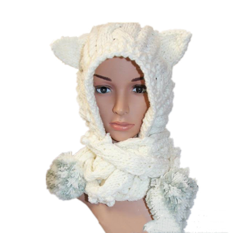 Hat Handmade Knitted Woolen Scarf Hat