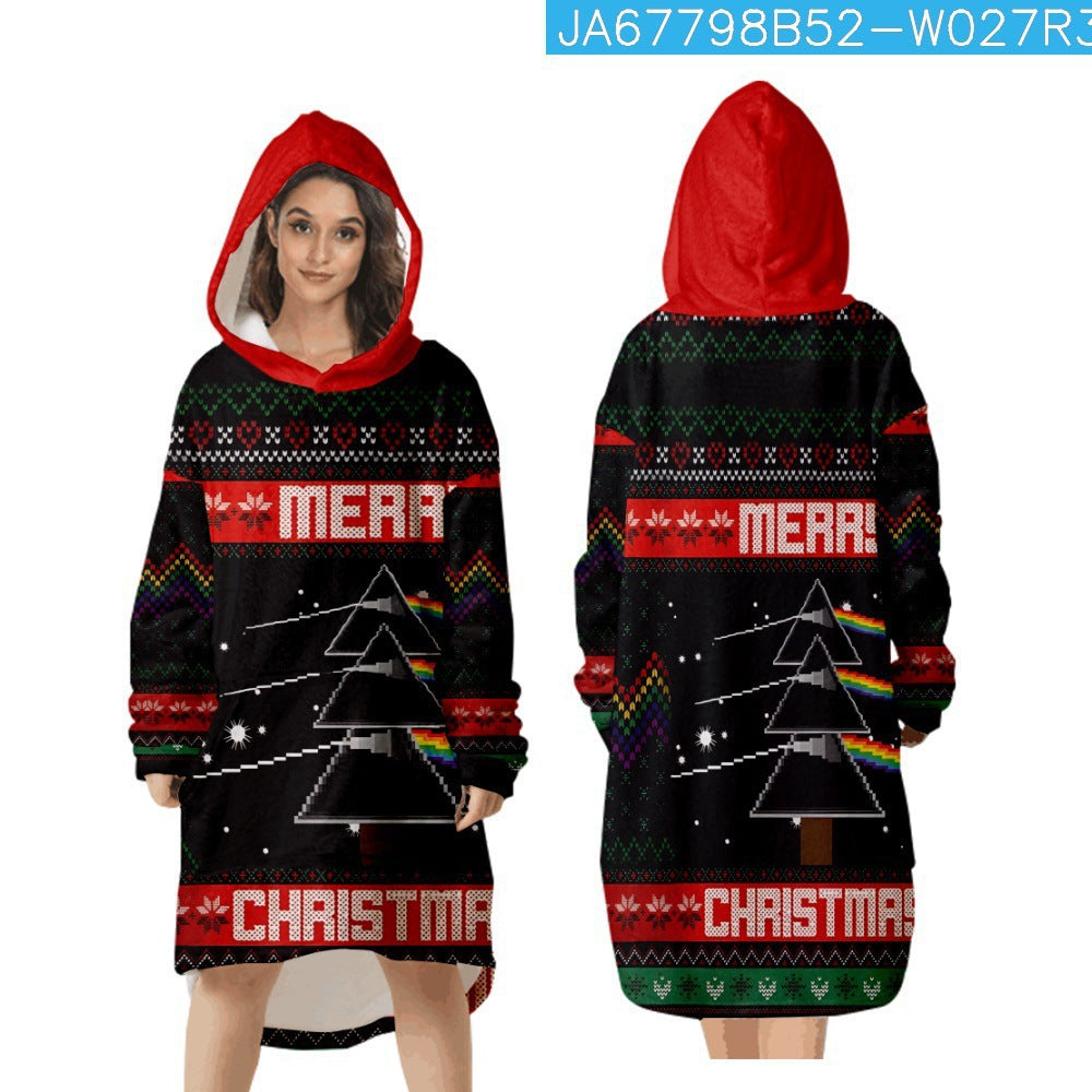 Grønt pelsmonster jule 3D digitalprintet hjemmetæppe/sweater