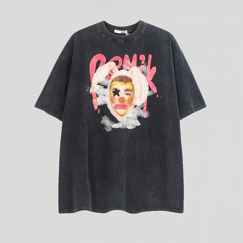Women's Retro Clown Printed Short Sleeves