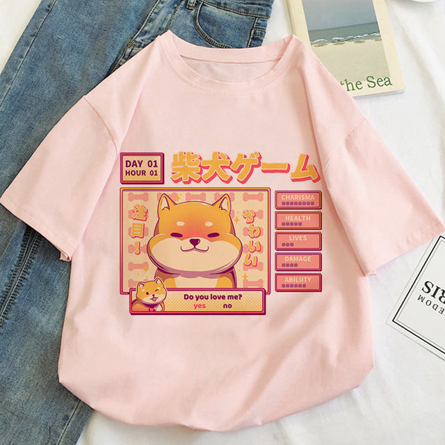 Cute Women's Cat Cartoon Pattern T-shirt
