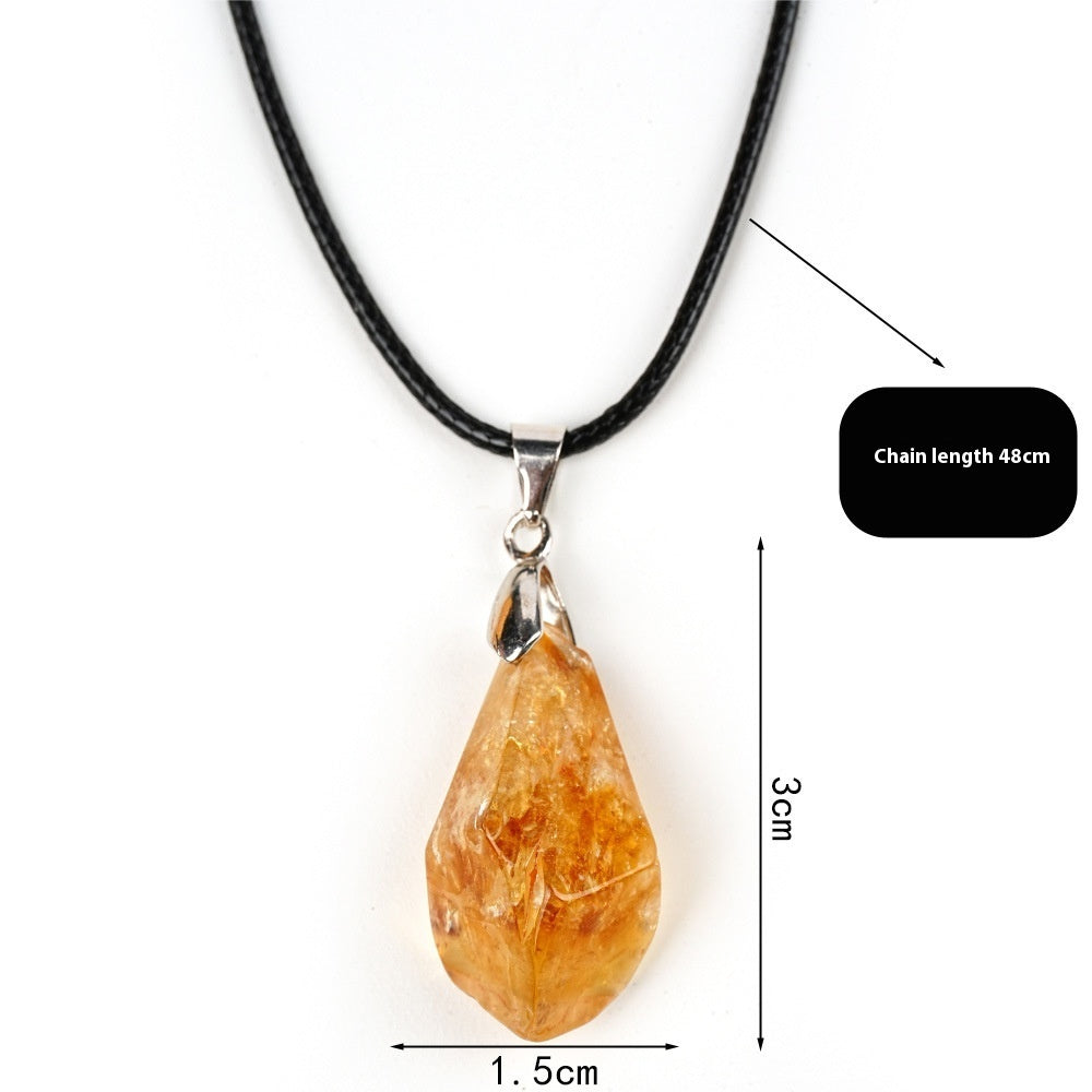 Natural Citrine Cluster Pendant Irregular Raw Stone Necklace