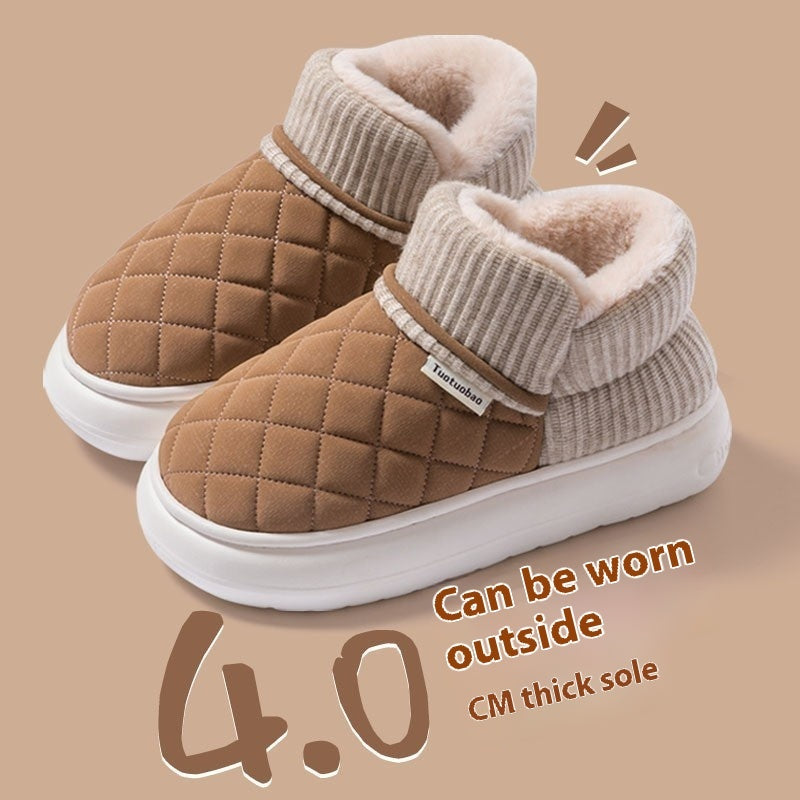 Thick Bottom Non-slip Cotton Shoes Women's Wear-resistant Home Wear