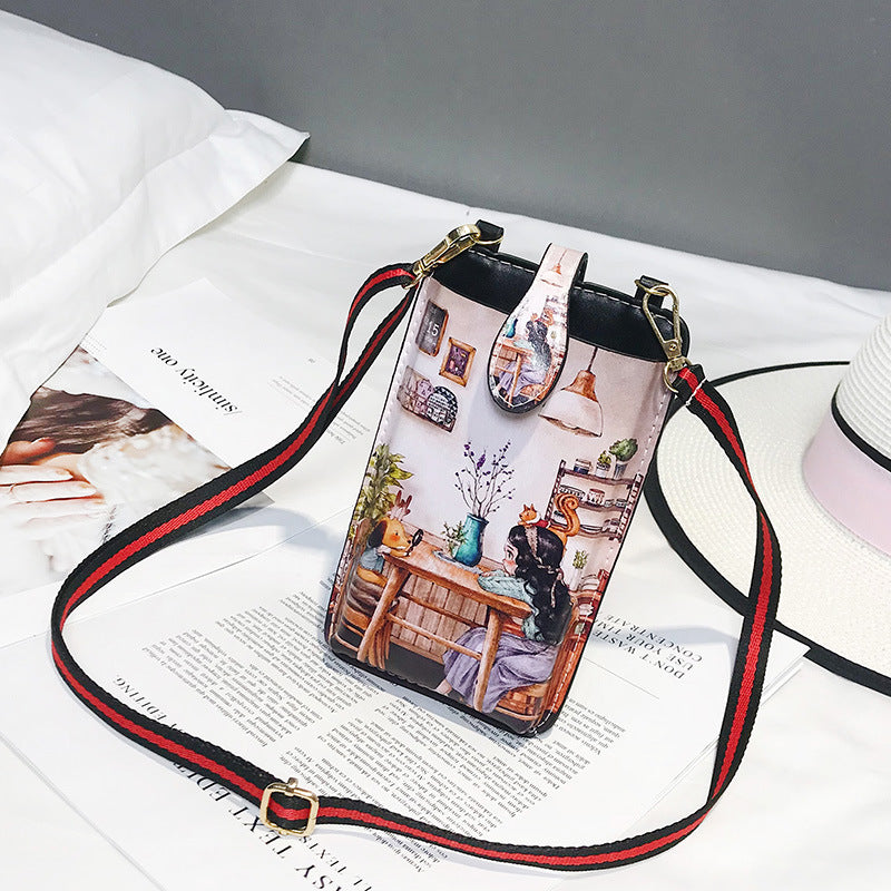 Printed Cartoon Mobile Phone Bag Women's Messenger