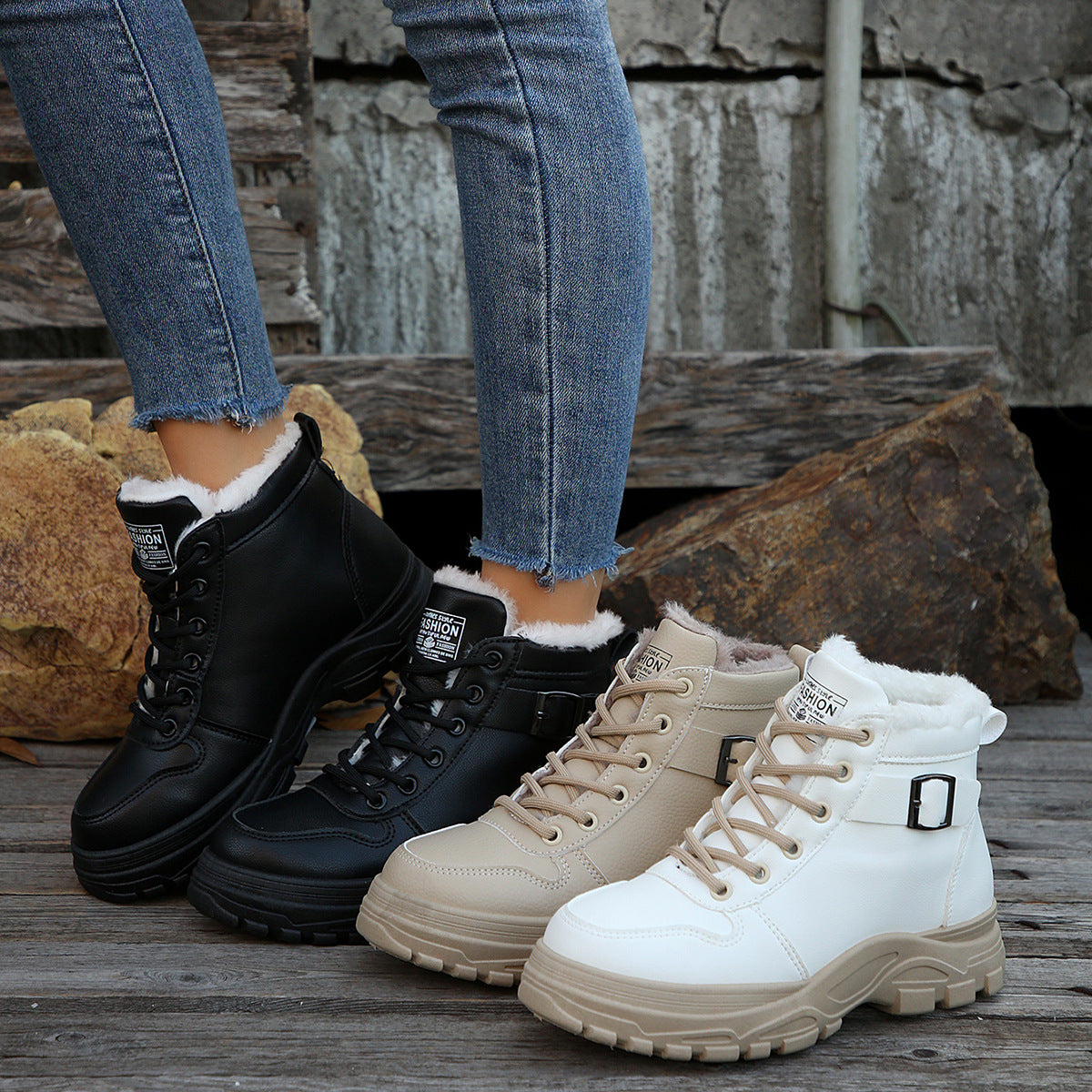 Women's Casual Mid-calf Fleece-lined, Thickened, Insulated Cotton Boots