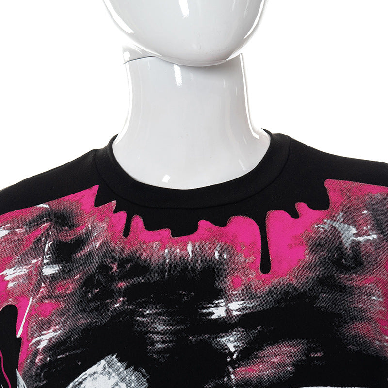 Casual Printed Round Neck Loose Tide Brand Short Sleeve T-Shirt Top