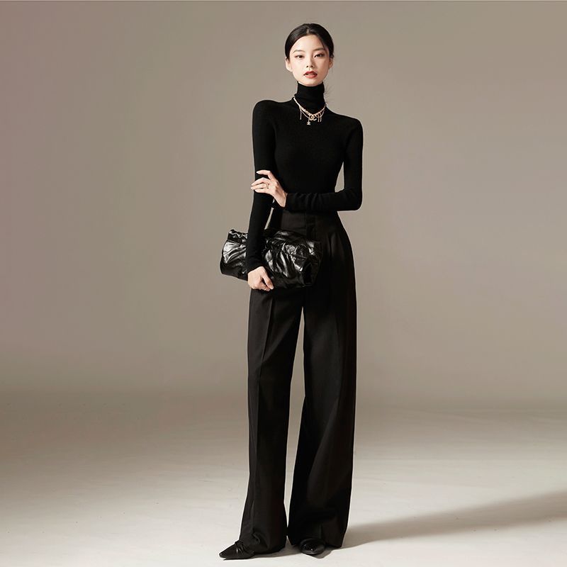 Womens High-Waisted Flowy Wide-Leg Pants For Shorter Statures