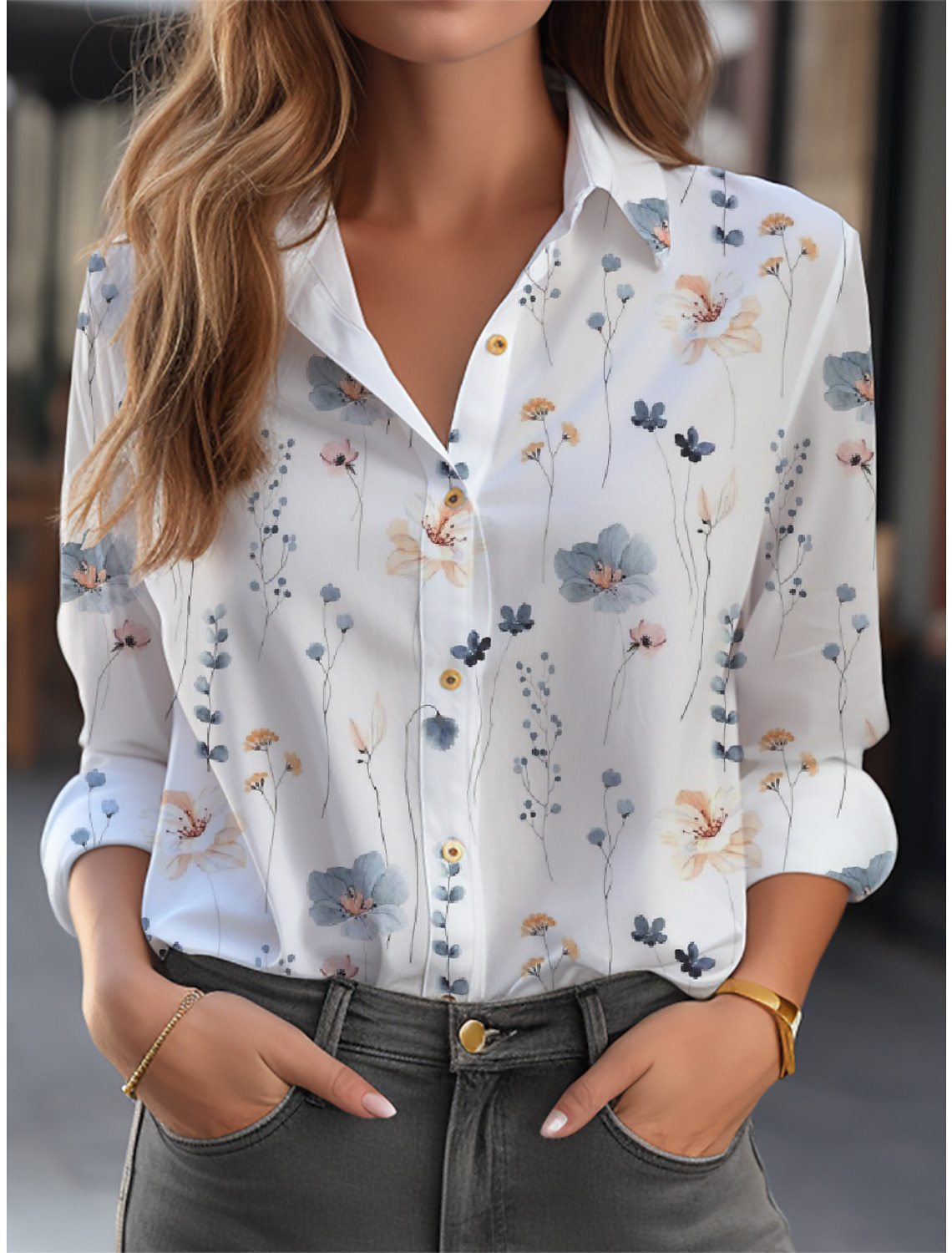 Women's Cardigan 3D Flower Print Long Sleeve Shirt